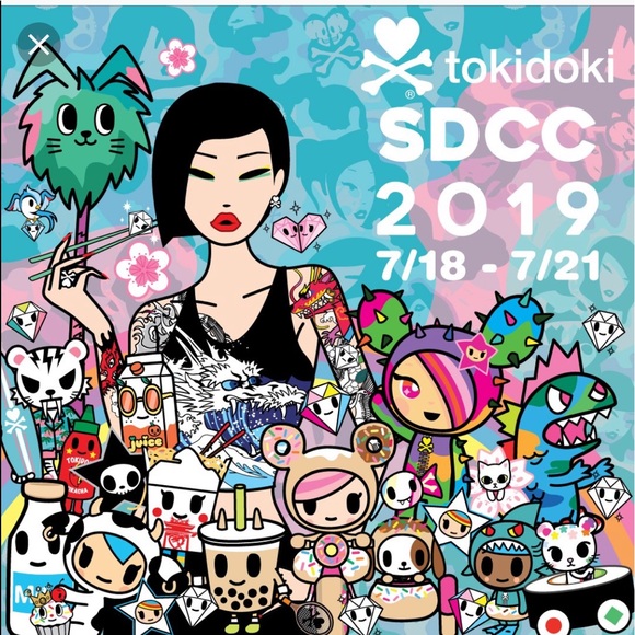Tokidoki SDCC Comic-Con 2019 Exclusive Cloth Tote Bag + Bonus Fan NEW - Picture 5 of 7